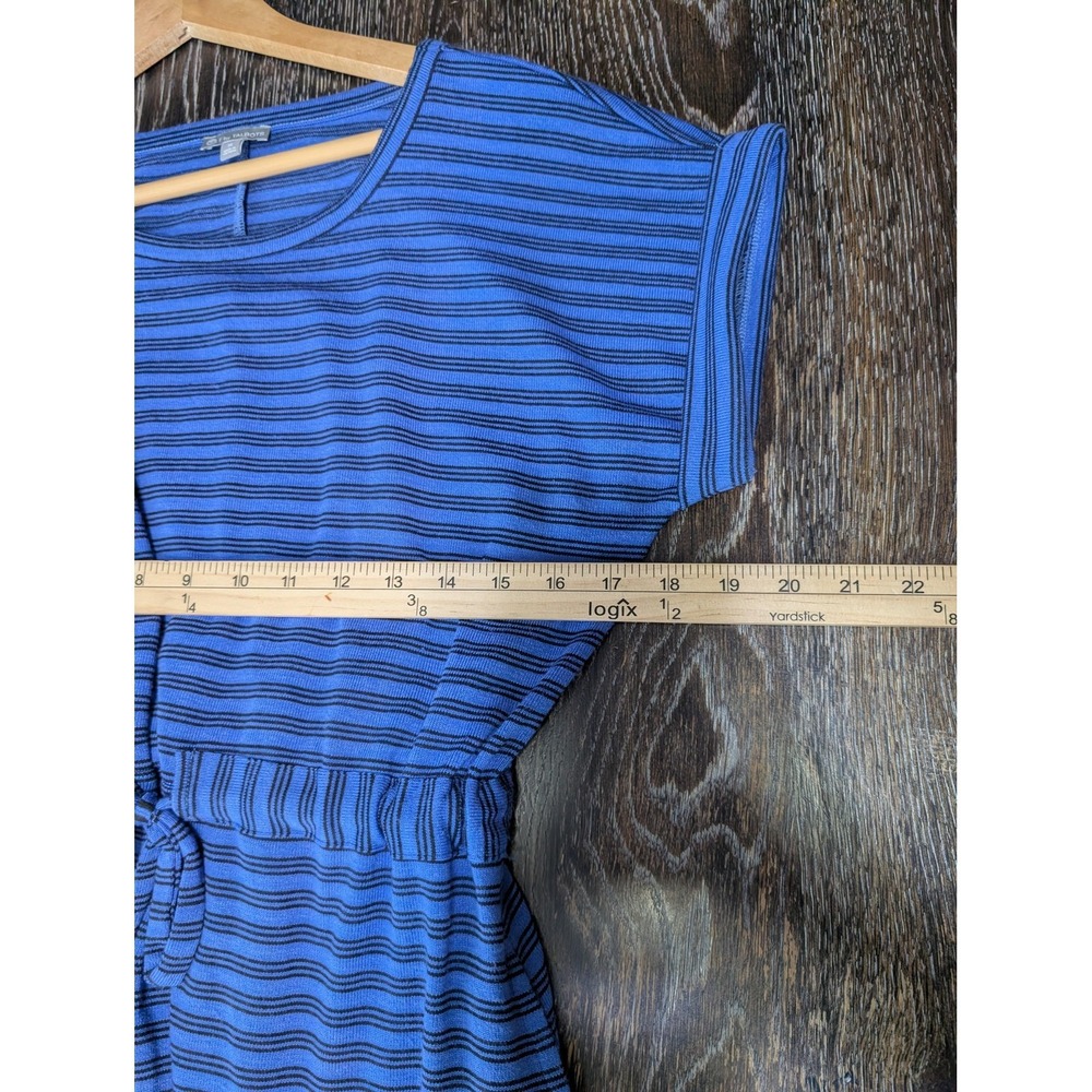 T By Talbots Dress Womens M Blue Midi T Shirt Dress Striped Scoop Neck - Picture 5 of 9